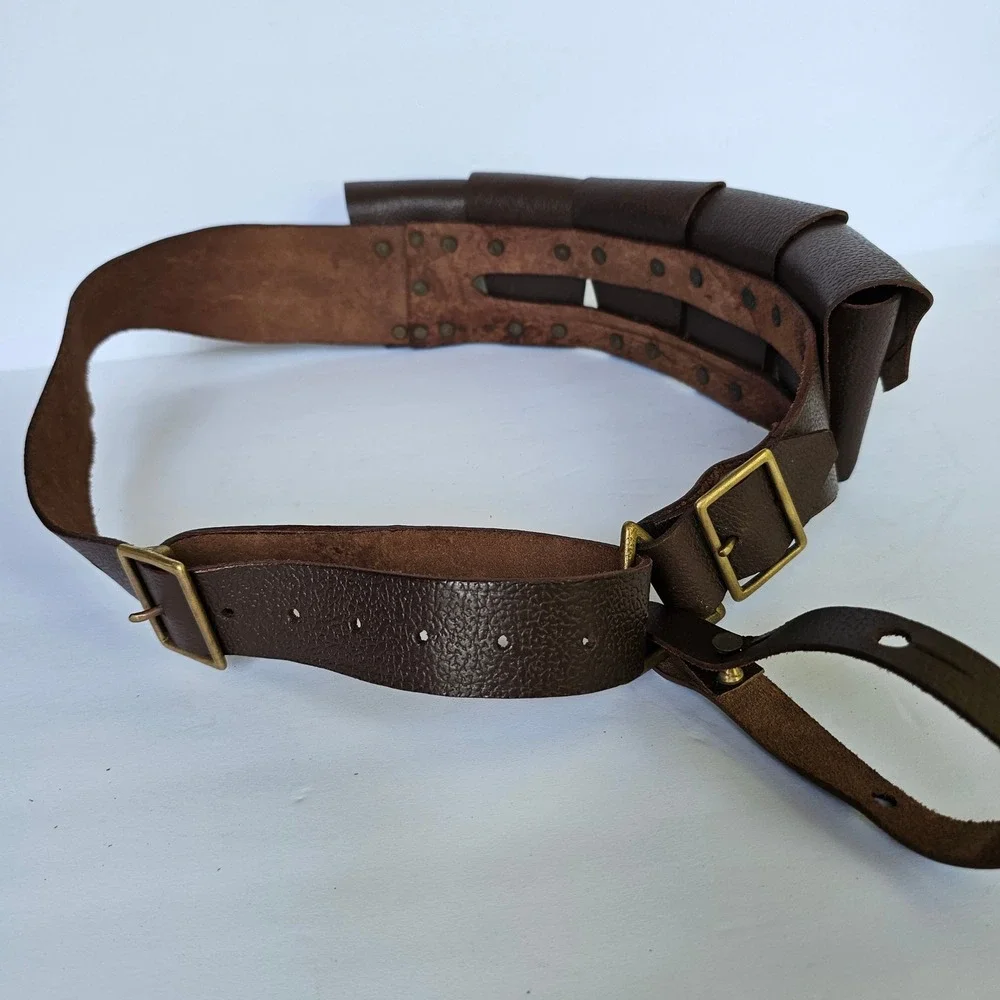 Vintage Leather British P1903 Bandolier Belt 5 Pouch Cosplay Steampunk Accessory